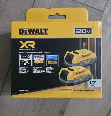DEWALT DCBP034-2 2 Pack  1.7 Ah Power Stack Lithium Ion Compact Battery NEW
