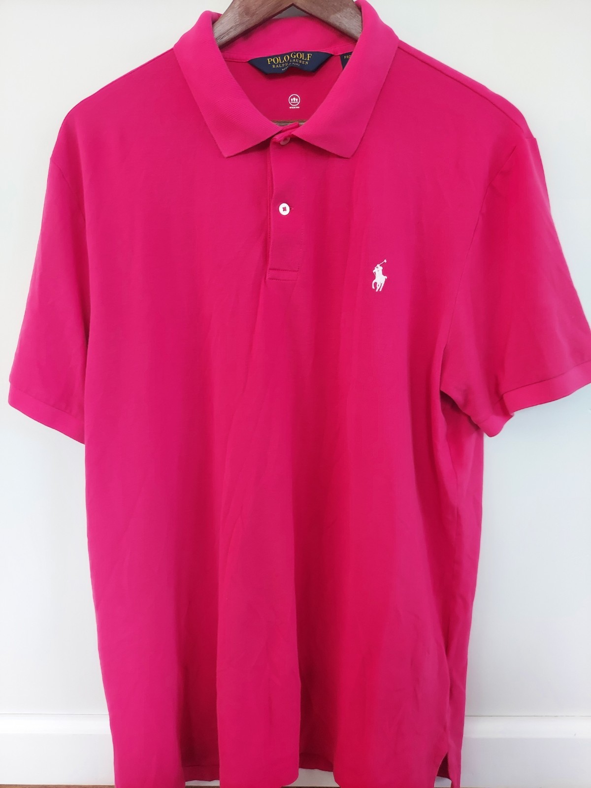 Polo Golf Ralph Lauren Camicia Uomo XL Rosa Tinta Unita Pro Fit Traspirante Logo Pony XL