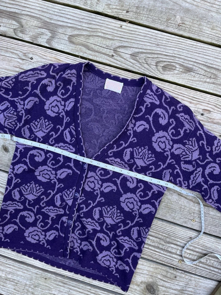 Cárdigan Pendleton Vintage Floral Lana Púrpura Hecho en EE. UU. Pequeño Mediano G2U Foto 4 de 4