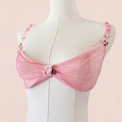 Chantal Thomass for Victoria's Secret Women's 34C Pink Lace Rose Appliqué