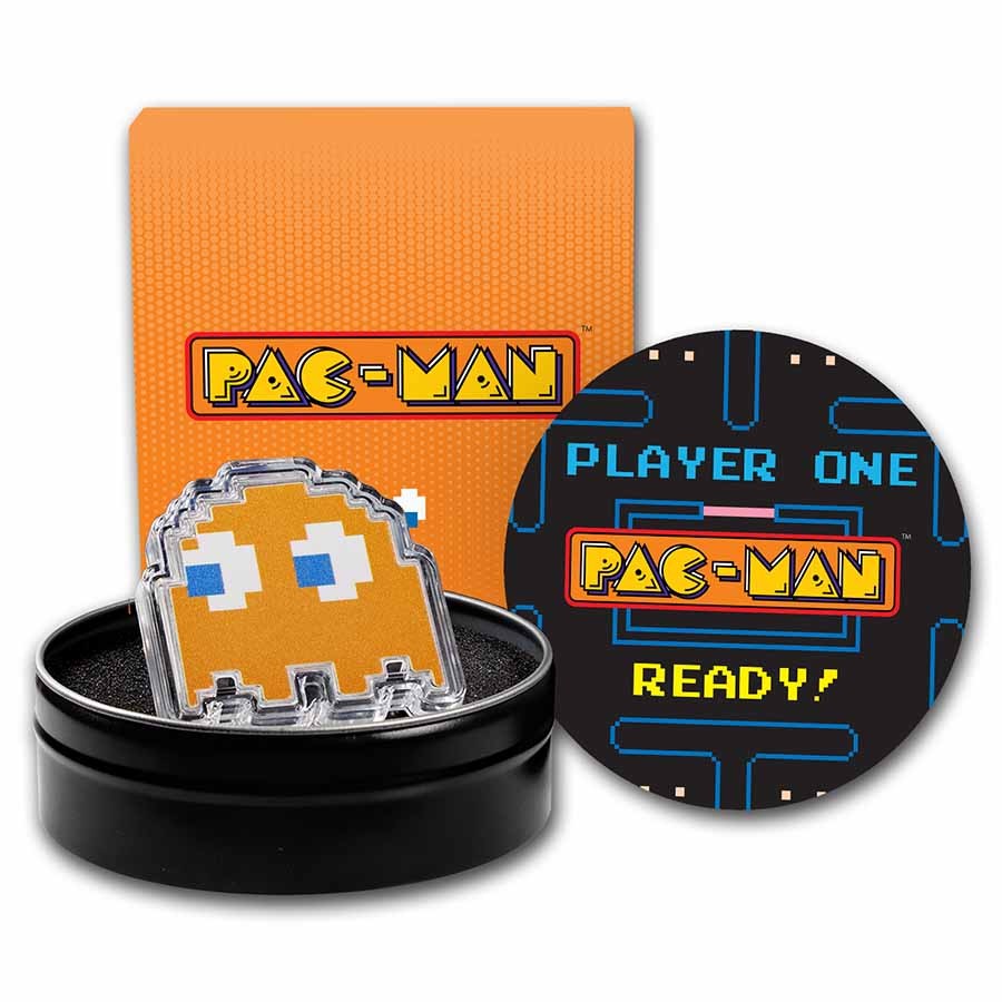 2022 Niue Colorized 1 oz Silver $2 PAC-MAN™ GHOST 