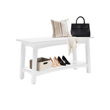 Alaterre Furniture Craftsbury 36" W Wood Entryway Bench White