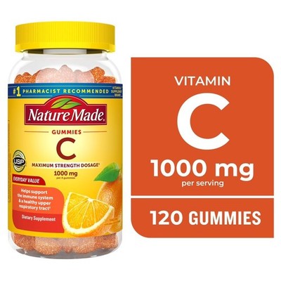 Maximum Strength Vitamin C Gummies 1000mg per Serving 120 Count Immune Support