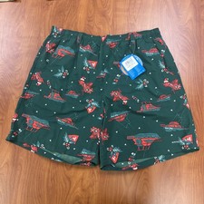 Columbia Super Backcast Water Shorts Men  s L 8  UPF 50 Green Boat Print NWT