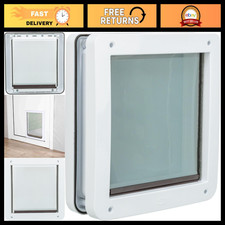 2-Way Locking Dog Door for Medium to X-Large Dogs - Secure, Easy Install, White