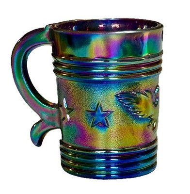 Boyd Special Order For Kims Glass - Blackberry Carnival Glass - Eagle Mug