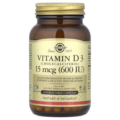 Solgar Vitamin D3 (Cholecalciferol) 600 IU 120 Veg Caps Bone Health