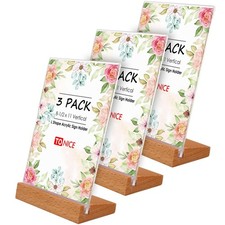 ® 3 Pack 8.5x11 Acrylic Sign Holder L Shape Slant Back Design Clear Acrylic F...