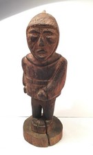 Ancienne statuette sculptée bois, Inuit ? Art populaire, Art Brut.