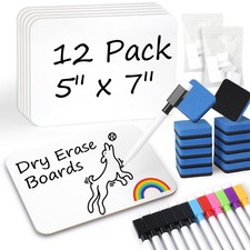 12 Pack 5  x 7  Small White Board Dry Erase Boards, Classroom Pack M