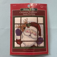 Christmas Traditions Santa Peeking Holiday Time Needlepoint Kit 351894