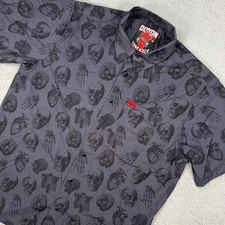 Dixxon Shirt Mens XL Gray Black Skulls Button Snap Love Kills Party