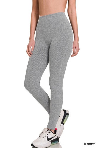 Gerippte nahtlose Leggings mit hoher Taille volle Länge - Bild 6 von 19