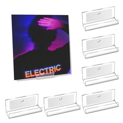  Pack Vinyl Record Holder Wall Mount Self Adhesive, Acrylic Record Shelf 6