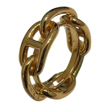 HERMES rugade scarf ring gold metal ring unisex used