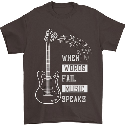 When Parole Fallire Musica Parla Chitarra T-Shirt 100% Cotone - Foto 2 di 28