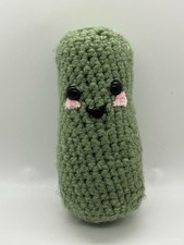 Handmade Crochet Pickle with Cute Cartoon Face 7.5 inch