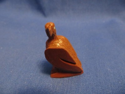 Native American ZUNI Indian Hand Carved Pipestone Inlaid Turquoise Eagle Fetish
