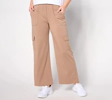 AnyBody Lounge Regular Cozy Knit Straight Leg Cargo Pants Almond M New