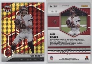 2021 Panini Mosaic Choice Fusion Red & Yellow Mosaic Prizm /80 Tom Brady #186