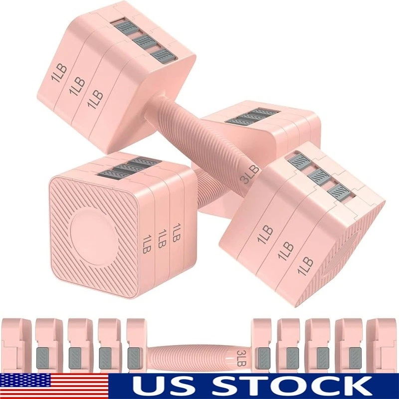 Adjustable Dumbbell Set 5 Weights Full Body Workout Anti-Slip Handle Secure Lock