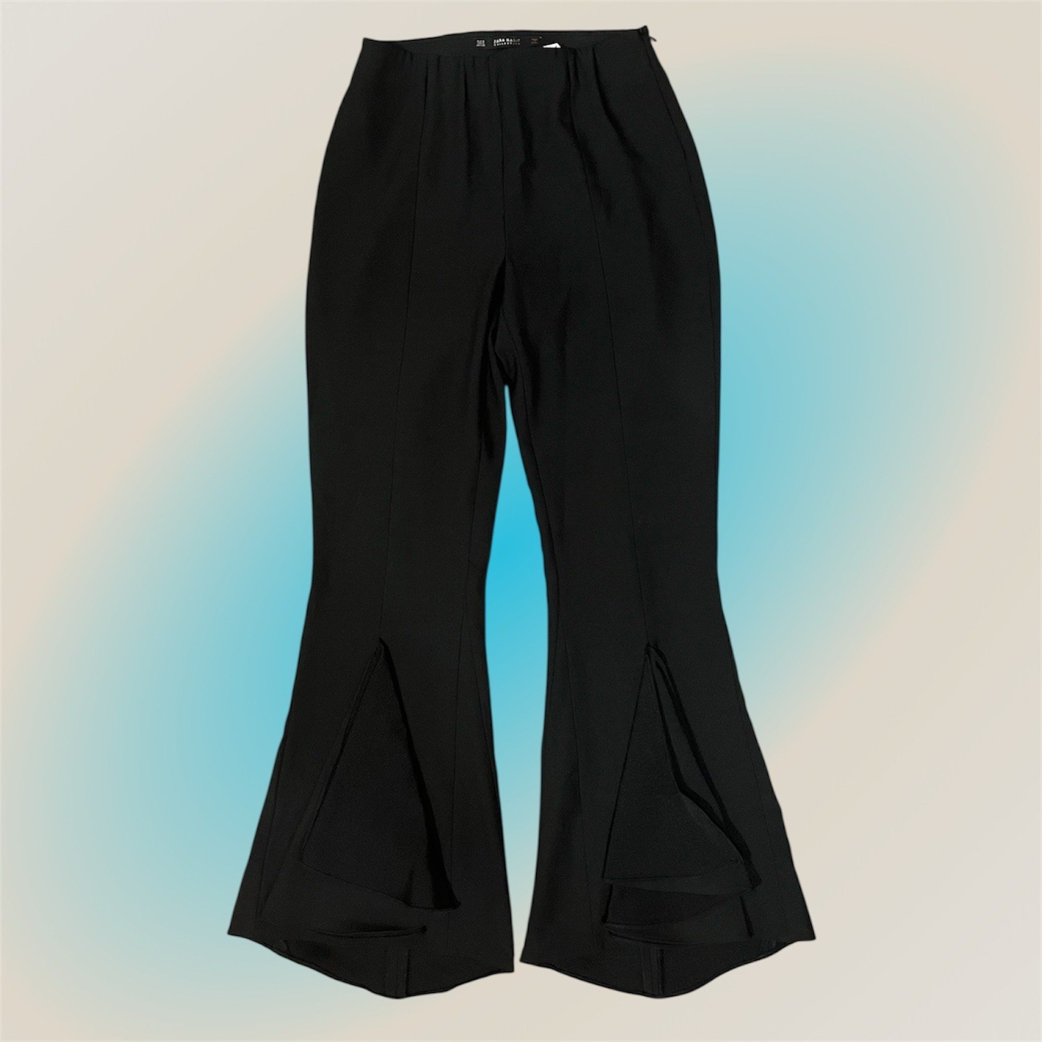 Zara Basic Collection Black Flared Split Hem Trou… - image 1