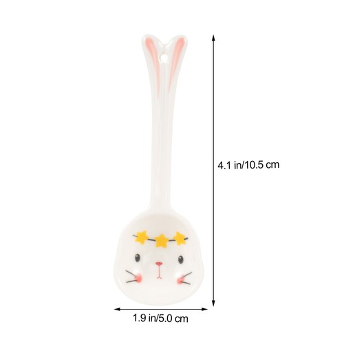 Cuchara Patrón Conejo Gachas Cuchara Portátil Pintada a Mano Cuchara de Sopa Cuchara de Comida - Imagen 7 de 12