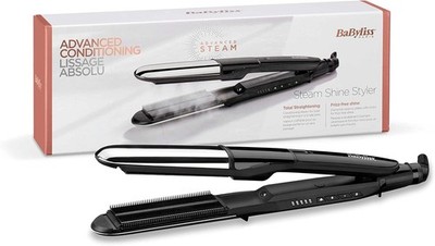 BaByliss Steam Shine Styler ST496E Haarglätter mit Ionenfunktion, schwarz