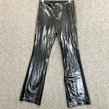 Alice + Olivia Dylan Faux Leather Pants Womens Size 6 Black Flare Wide Leg READ