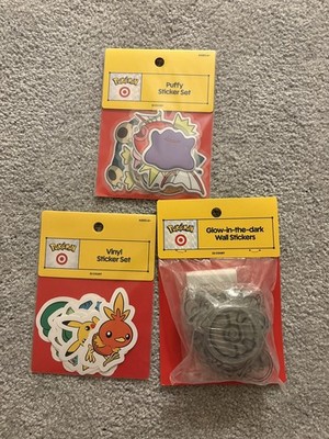NEW Pokémon x Target Exclusive Sticker Set Bundle-Glow In the Dark, Puffy,Vinyl 