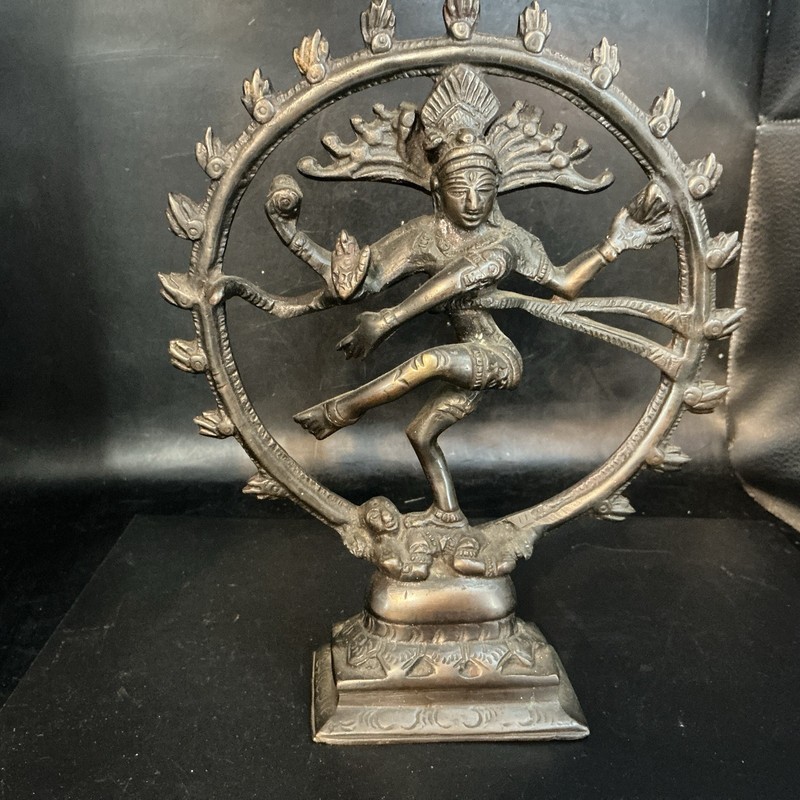 Antique Indian Hindu Brass Statue Of Dancing Shiva Natajara.          19c