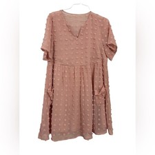 Women’s SHEIN Curve 0XL Swiss Dot Babydoll Dress – Blush Pink