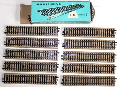 MARKLIN HO 5106 LOT 10 RAILS DROIT A BALLAST 3 RAIL CA, L:18cm TRAIN VOIE FERRÉE - Photo 1/2
