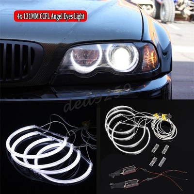 4X 131mm CCFL Angel Eyes Standlicht Ringe Weiß Scheinwerfer Für BMW E46 E39 E36