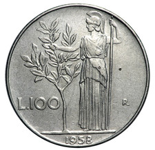 Italia 100 lire 1958 Minerva Repubblica
