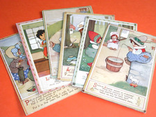 ORIGINAL  SET OF SIX MABEL LUCIE ATTWELL TUCK CHILDREN POSTCARDS, NURSERY RHYMES