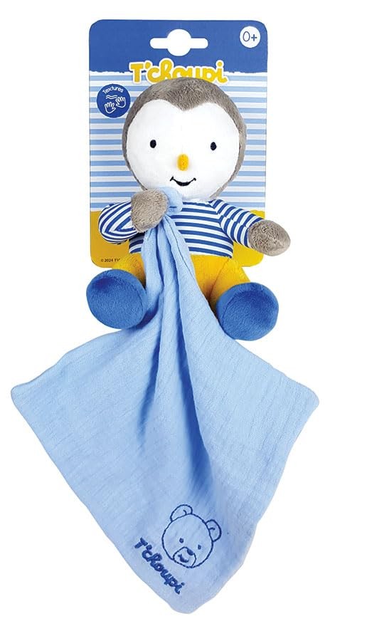 Peluche T'choupi Baby et doudou bleu de 19 cm, le cadeau de naissance idéal