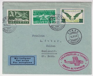 Schweiz Luftpost DO X Zürich Altenrhein Sumiswald 1932