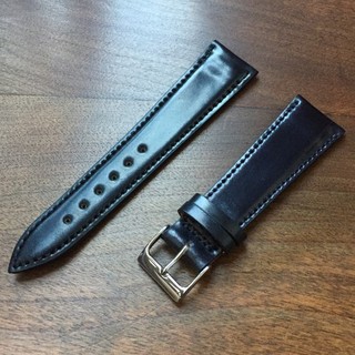 22x18mm Black Horween Shell Cordovan Slightly Padded Leather Watch Strap