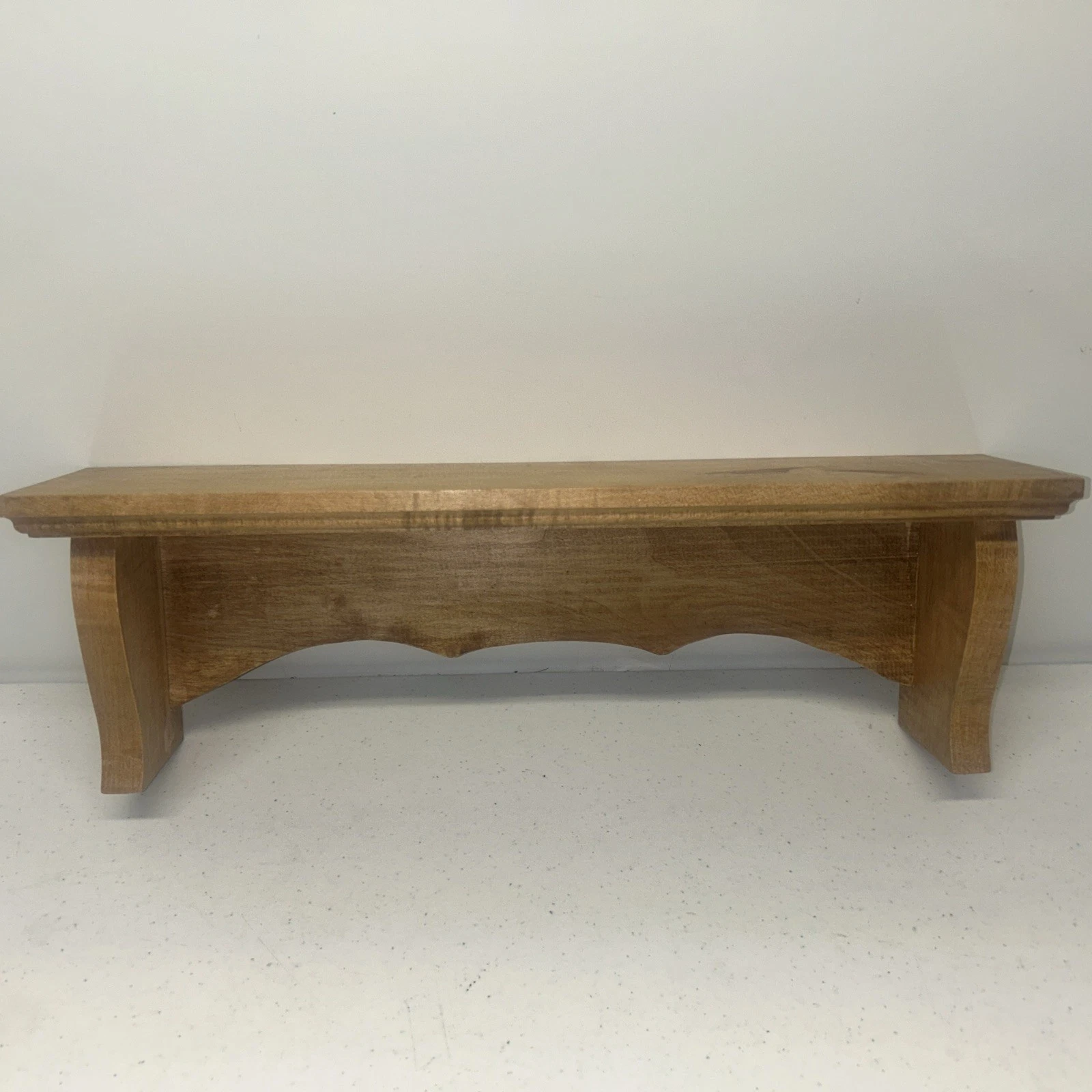 Vtg Handmade Stained Pine Wood Wall Or Counter Shelf Clear Stain 18”x4”x5.5”