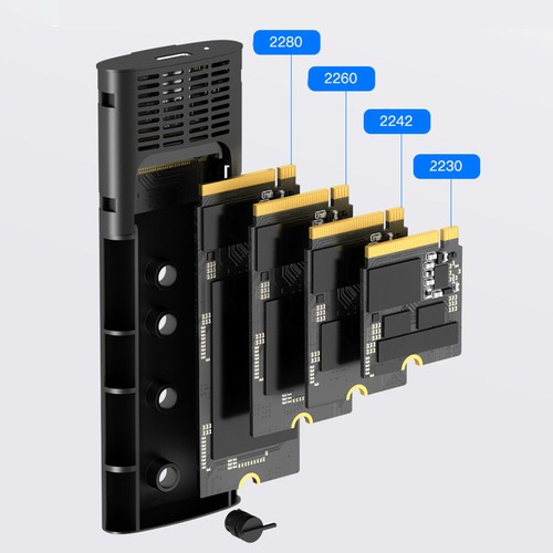 M.2 NVMe/NGFF SSD Enclosure Hard Disk Box USB 3.1 Type C (Lightless NVME/NGFF) - Photo 4/8