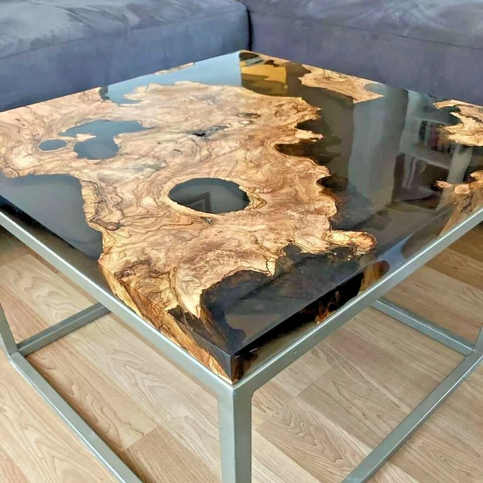 Black resin side online table