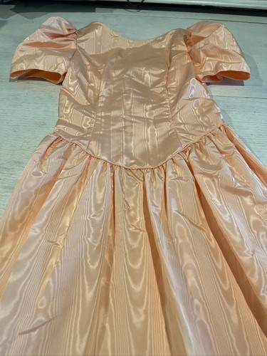 Vintage Union Made Dress Womens 2 Peach Prom Retro 80’s Costume Big Bows~2949 - Picture 11 of 23