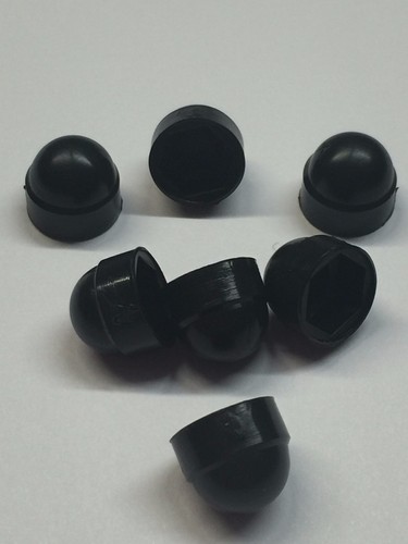 100 x M5 Black Dome Bolt Nut Protection Caps Covers Exposed Hex 8mm Spanner - Picture 1 of 2