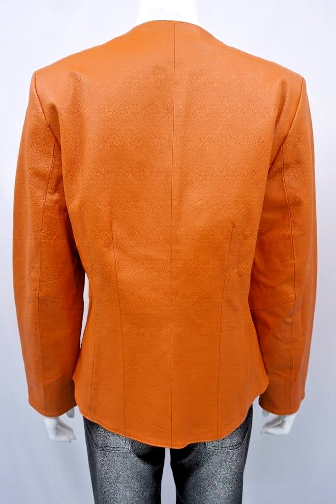 DINO`Z Leather Jacket Italy size 42 Orange image 4