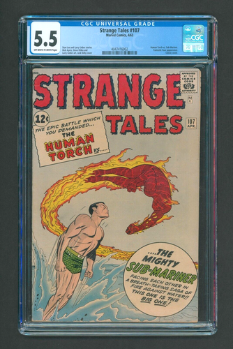 1963 Strange Tales #107 CGC 5.5 Torcia Umana vs Sub-Mariner Silver Age Marvel