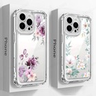 For iPhone 16 17 Pro Max 15 14 13 12 Rose Flower Clear Silicone Soft Case Cover