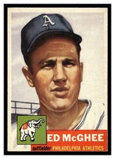 1953 TOPPS ED MCGHEE #195 ROOKIE CARD ATHLETICS MID HIGHER GRADE NO CREASES. rookie card picture