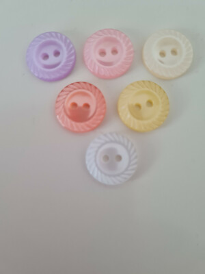 10 x 14 mm 22L Baby/Kinder Knöpfe Mühlenkante rosa pfirsich mint creme weiß blau