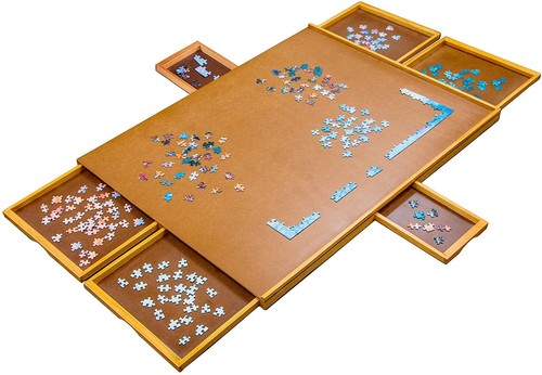 Jumbl 1500 Piece Puzzle Board, 27” x 35” Jigsaw Puzzle Table & Trays, White